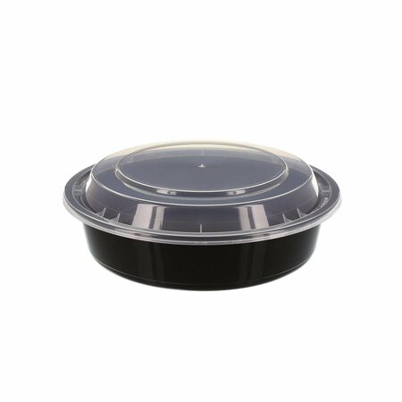 KARIOUT Tripak 7 in. Round Microwaveable Container Black Base4oz, 150PK MT1710B